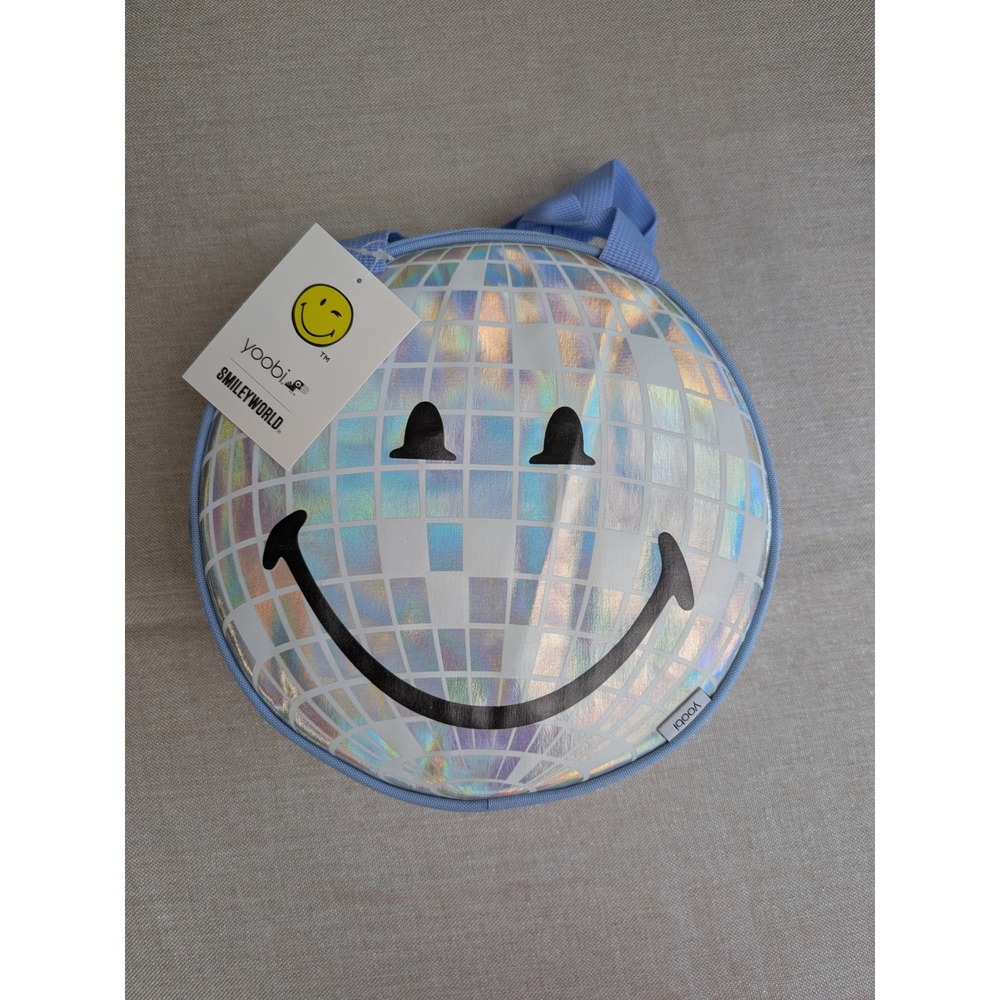Yoobi Lunch Bag Kids OS Blue NEW SmileyWorld Disco Ball Holographic Insulated
